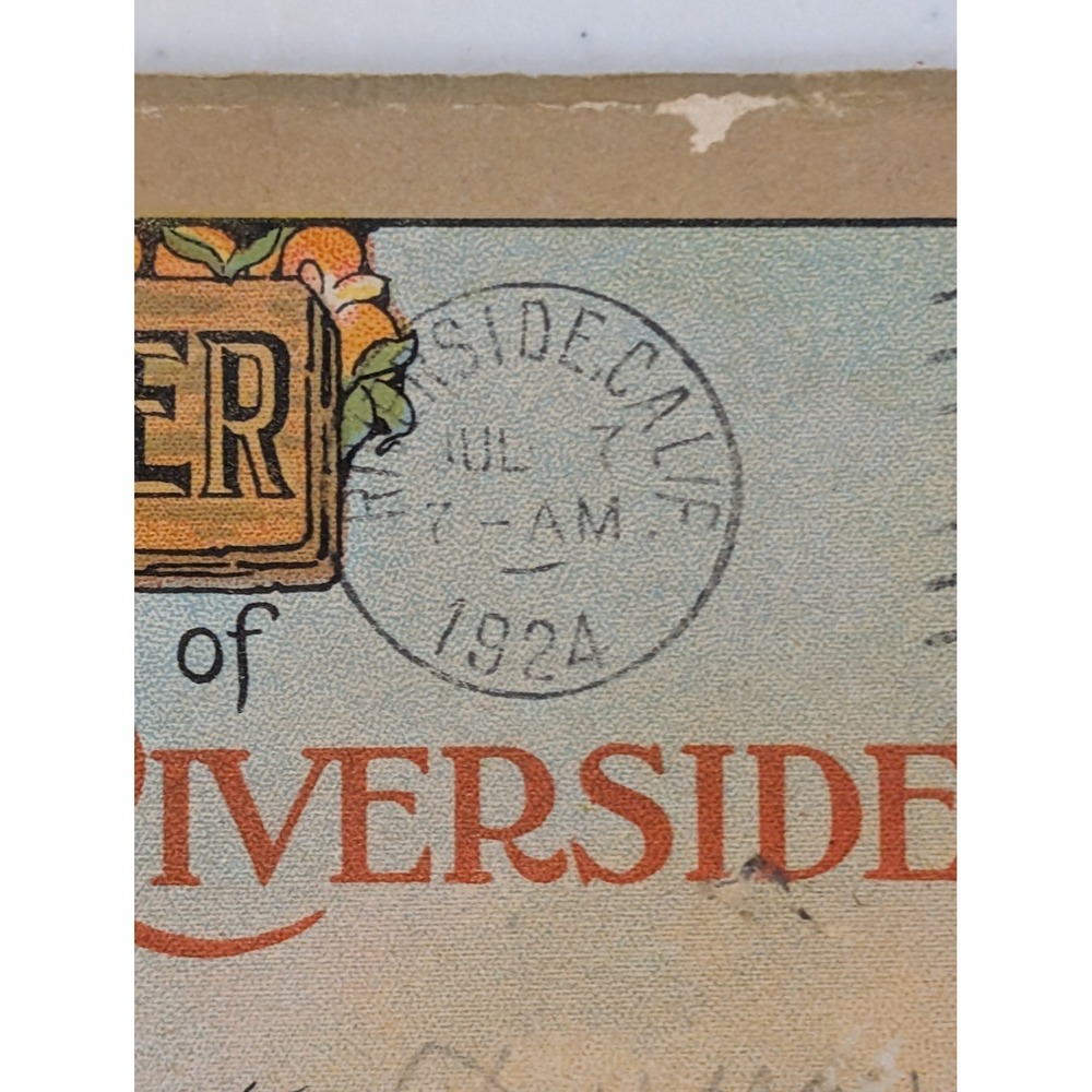 RIVERSIDE CALIFORNIA Scenic Folder Postcard Booklet 1924 Cross Mission Inn - Picture 2 of 5
